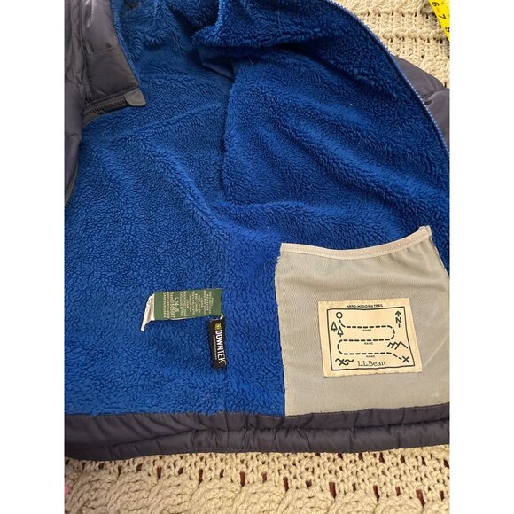 L.L.Bean Kids DownTek Water-Resistant Puffer Jacket L14-16 Navy Blue Fleece Lini - Picture 9 of 15